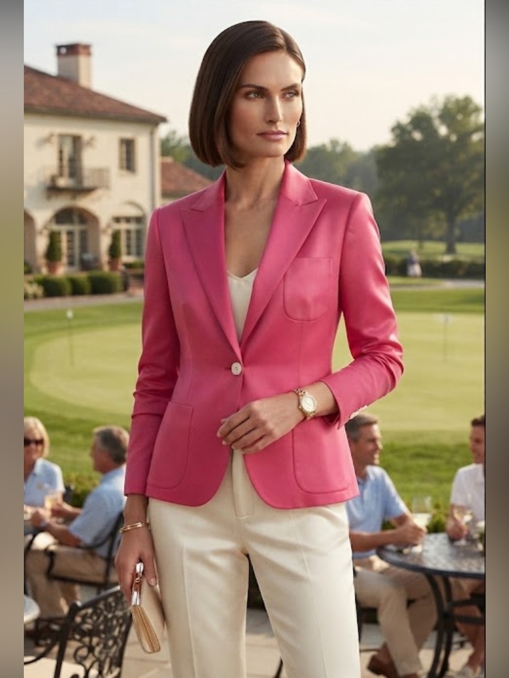 Lauren Ralph Lauren Hot Pink 100% Silk Blazer